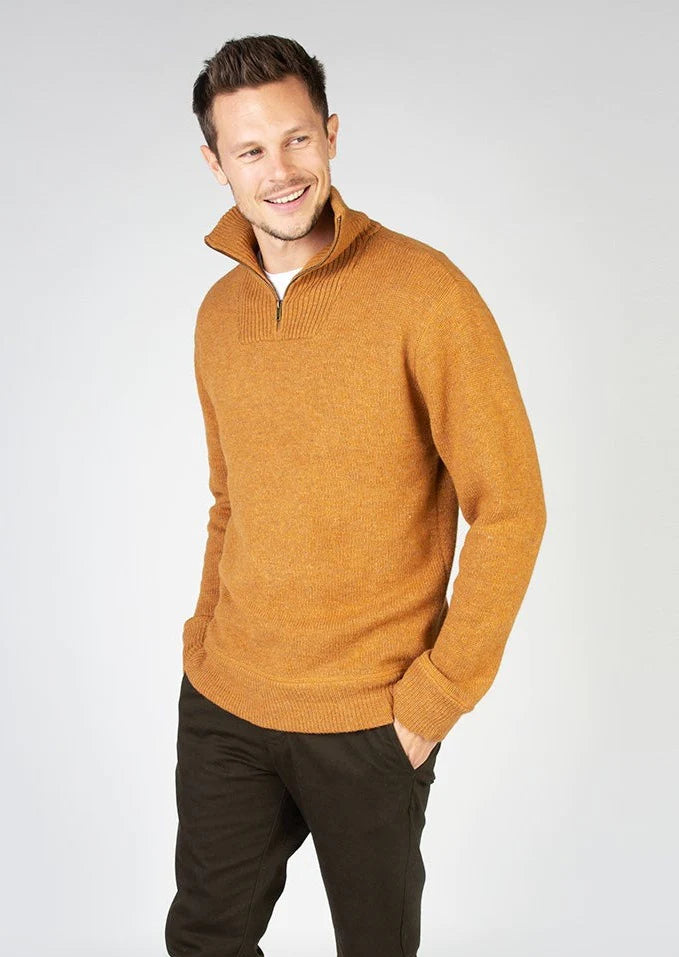 Half Zip Virgin Wool Irish Sweater for Men