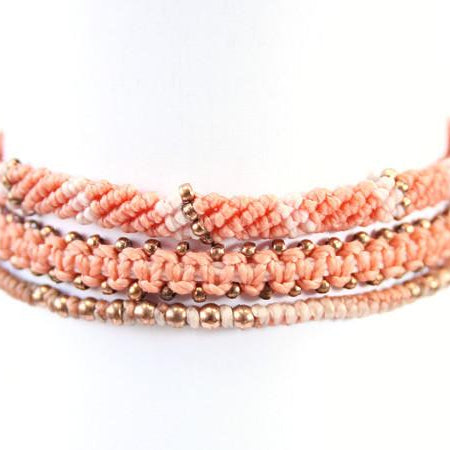 fair trade jewelry bracelets set of 3 peach