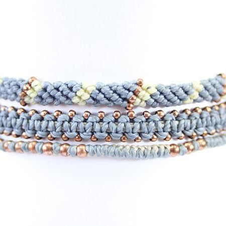 fair trade jewelry bracelets set of 3 gray blue