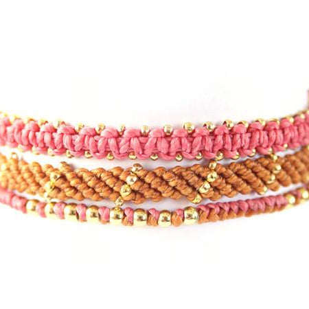 fair trade jewelry bracelets set of 3 fuschia
