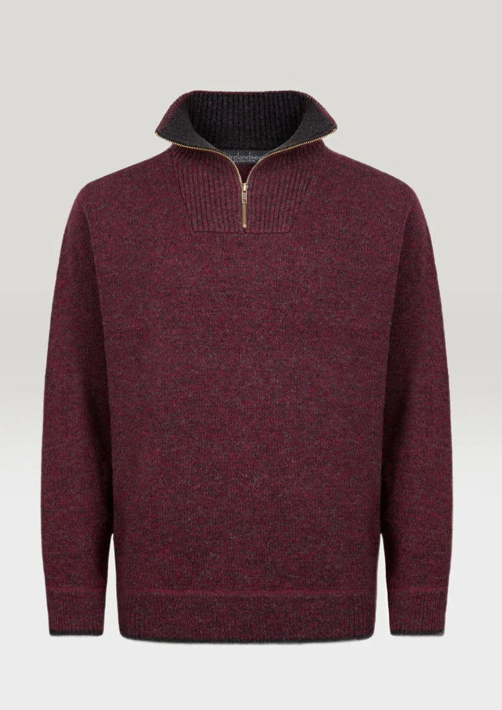 Half Zip Virgin Wool Irish Sweater for Men