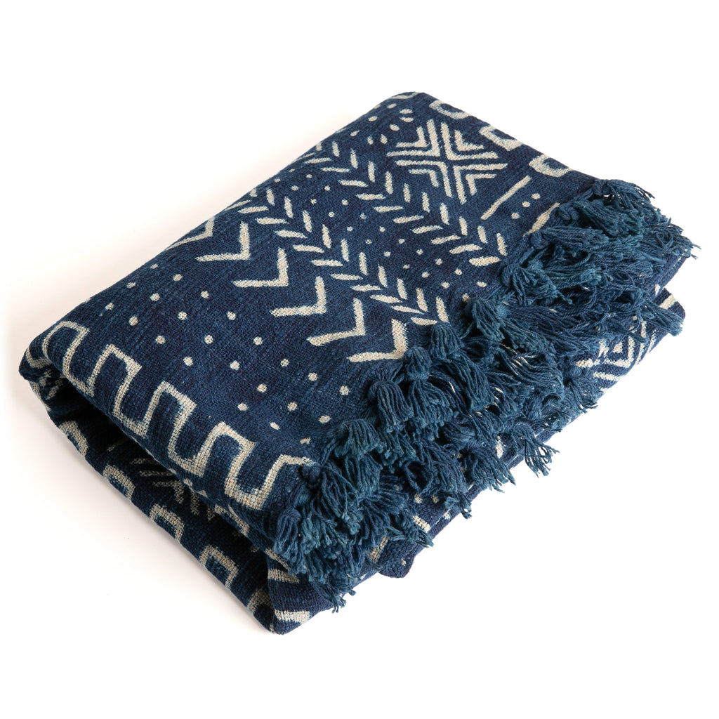 Handwoven Cotton Blue Batik Throw