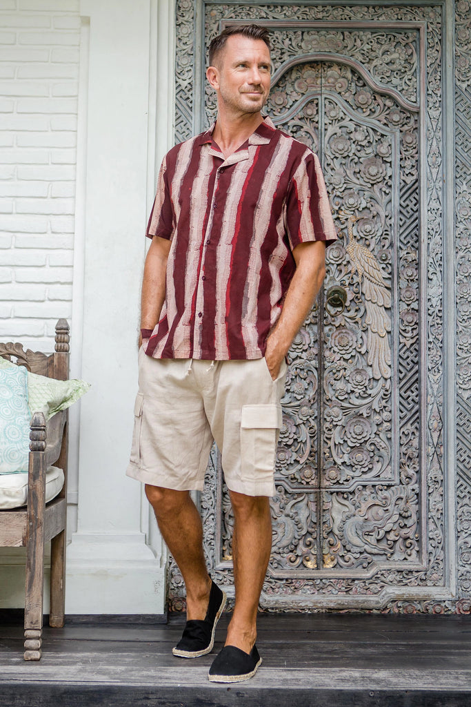 Linen-Blend Cargo Shorts Mens