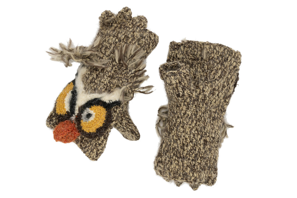 Owl Fingerless Mittens