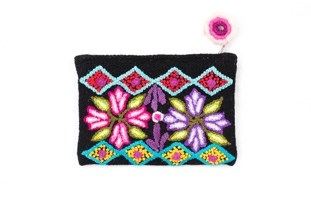 Ayacucho Flowers  Hand Embroidered Pouch