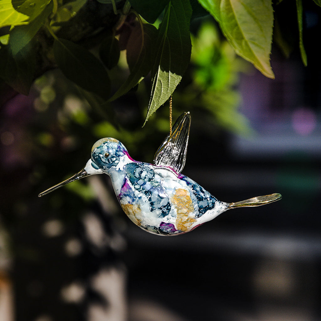 Hand Blown Glass Hummingbird Ornament