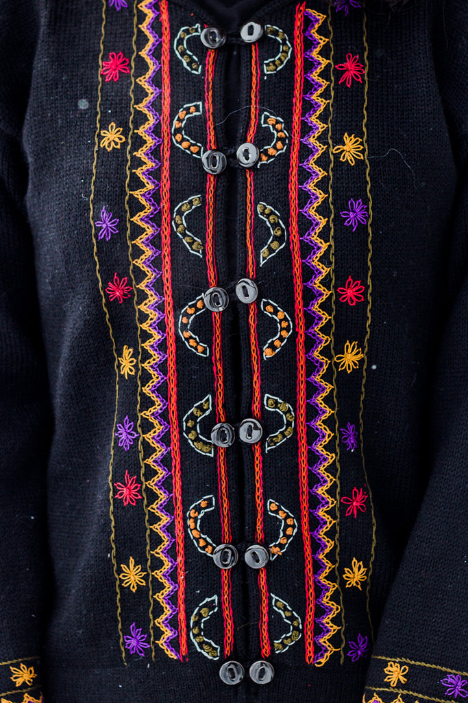 Short Embroidered Alpaca Sweater