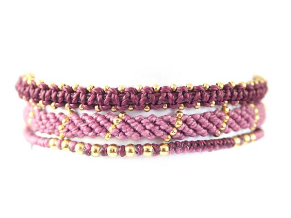 fair trade jewelry bracelets set of 3 purple