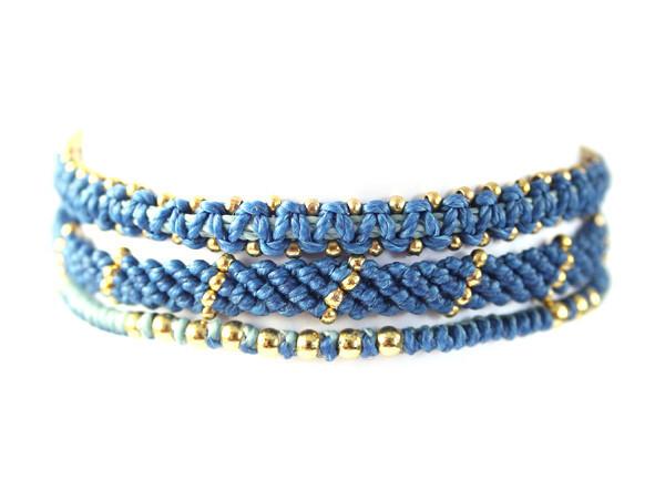 fair trade jewelry bracelets set of 3 dark blue