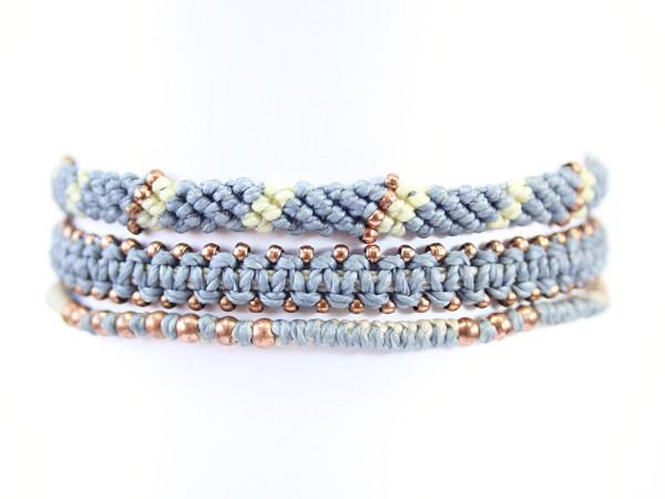 fair trade jewelry bracelets set of 3 gray blue