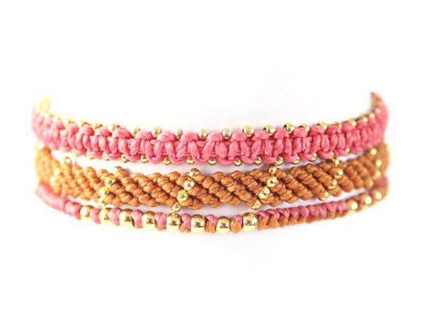 fair trade jewelry bracelets set of 3 fuschia